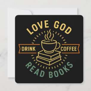 Convite Ame Deus Beba Café Leia Livros Amantes Vintage