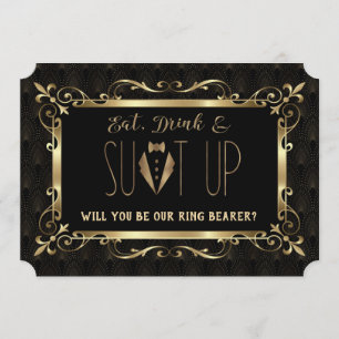 Convite Ame meu Porta-Argolas Charme Roaring 20s Dourado A