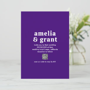 Convite Amelia Royal Purple Modern Wedding