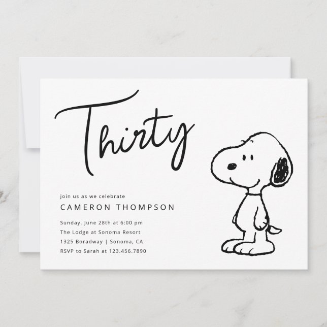 Convite Amendoins Snoopy - aniversário de 30 anos (Frente)
