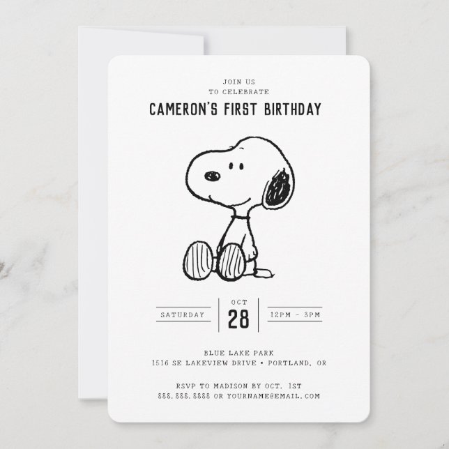 Convite Amendoins | Snoopy Birthday (Frente)