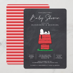 Convite Amendoins Snoopy Dog House - Chá de fraldas de qu