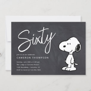 Convite Amendoins Snoopy - Quadro chalcboard 60º Aniversár