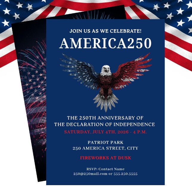 CONVITE AMERICA250 PARTY JULY 4TH CELEBRATION (AMERICA250 PARTY JULY 4TH CELEBRATION INVITATION)