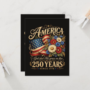 Convite América 250 Anos Desde 1776 Presente Floral Patrió