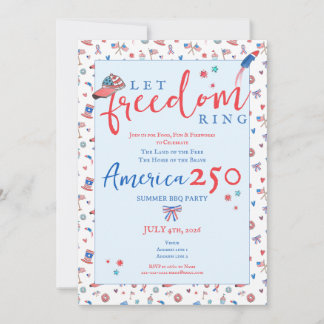 Convite America 250 Patriotic Let Freedom Ring 4th of July