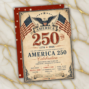 Convite América 250 Vintage Patriótico