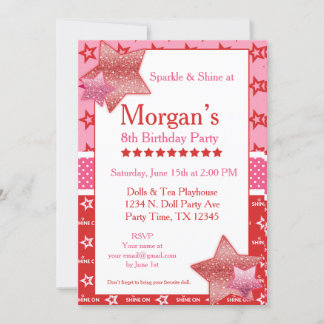 Convite American Birthday Girl Digital ou Printable Invite
