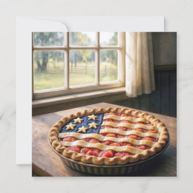 Convite American Flag Crust On Homemade Pie (Frente)