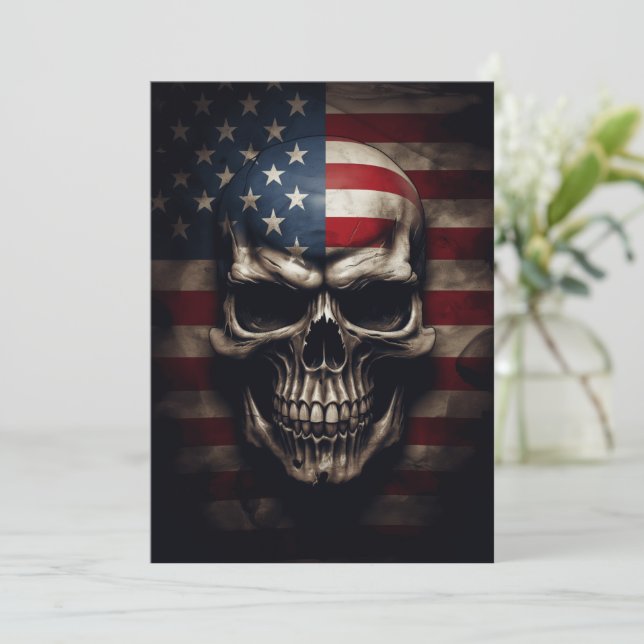 Convite American Flag Skull (Em pé/Frente)