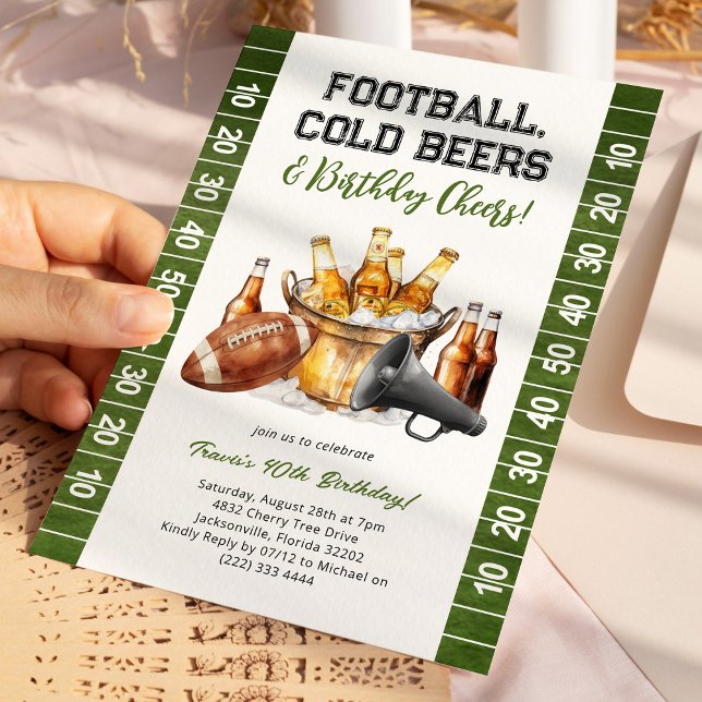 Convite American Football & Beers Adult Birthday (Criador carregado)