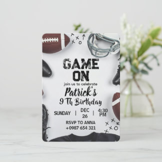 Convite American football birthday invitation