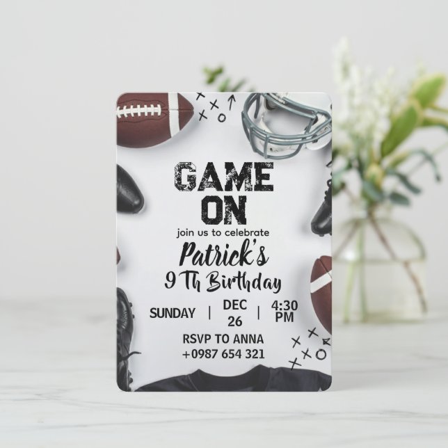 Convite American football birthday invitation (Em pé/Frente)