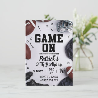 Convite American football–themed birthday invitation
