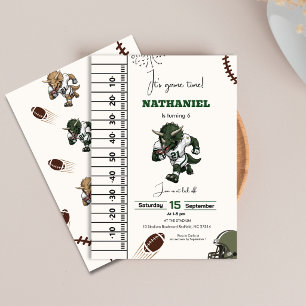 Convite American Football Triceratops dinossauro aniversár