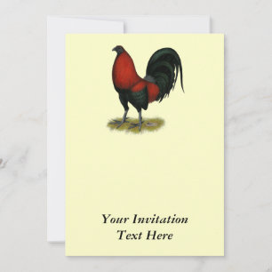 Convite American Game BB Black Red Rooster