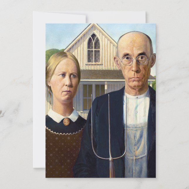 Convite American Gothic Classic Painting Grant Wood (Frente)