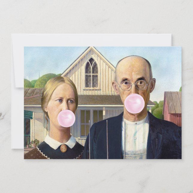 Convite American Gothic Grant Wood (Frente)
