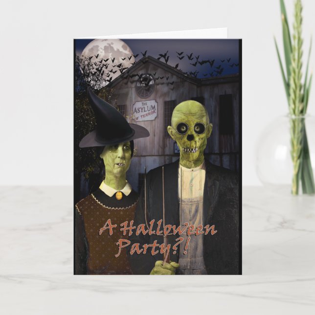 Convite American Gothic Halloween Haunted House (Frente)