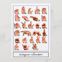 Convite American Sign Language Alphabet Board, ASL Card