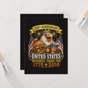 Convite Americano 1776 2026 250º 4 de julho Dia da Indepen