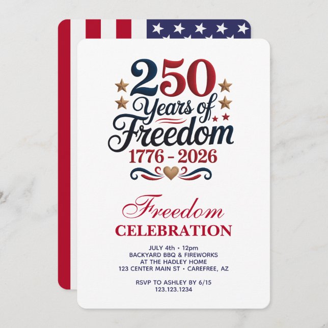 Convite America's 250th Anniversary Party (Frente/Verso)