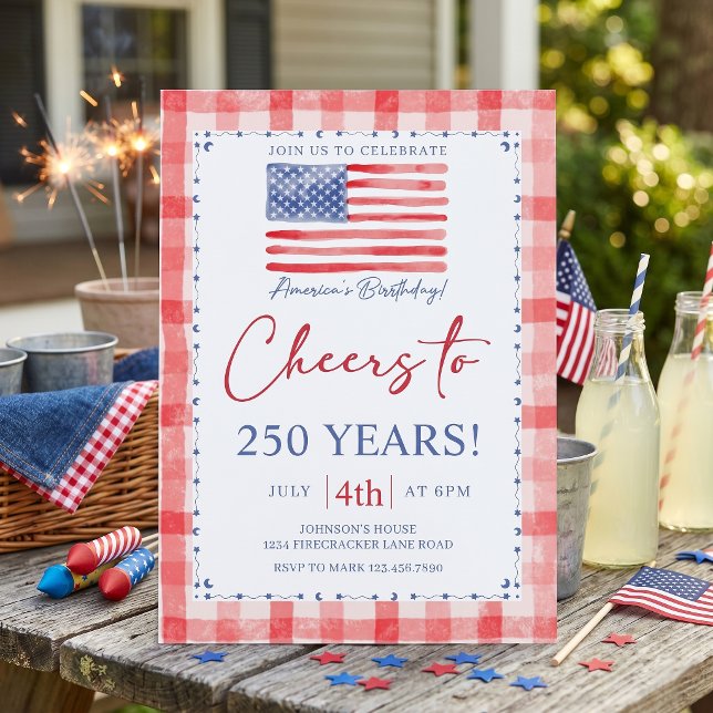 Convite America's 250th Birthday Party Invitation (Criador carregado)