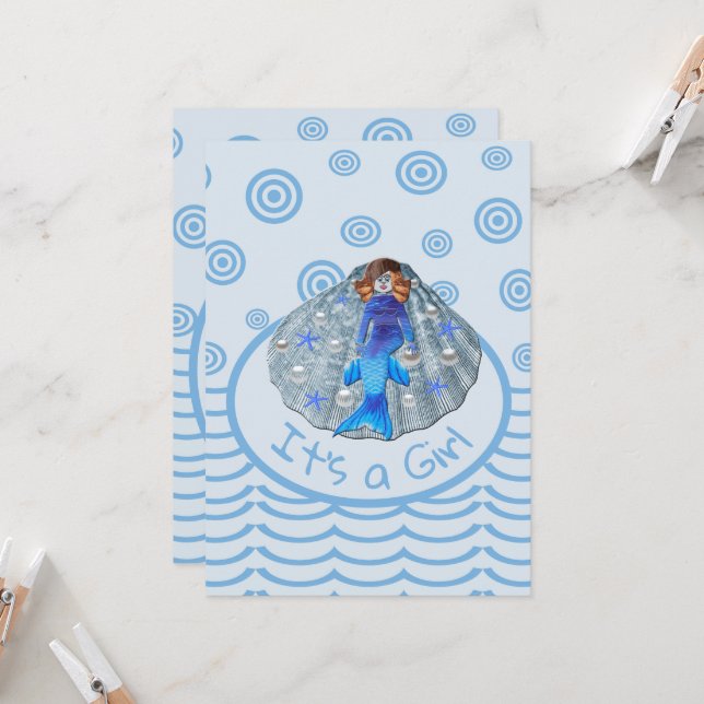 Convite Americus Mermaid Shell é uma garota (Frente/Verso In Situ)