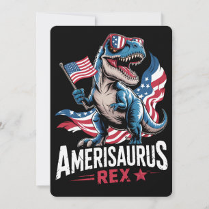 Convite Amerisauro T Rex Dinossaur 4 de julho Americano
