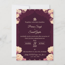Convite Amethyst Elegance: Floral Purple Wedding Invitatio
