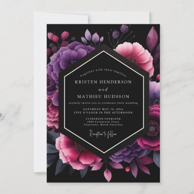 Convite Amethyst Moody Floral Wedding (Frente)