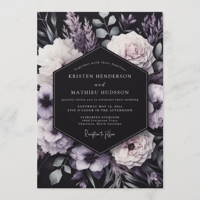 Convite Amethyst Somber Bloom Wedding (Frente)