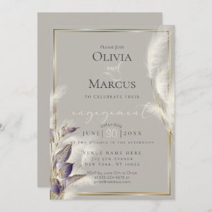 Convite Ametist Anthurium e Feathery Pampas Grass