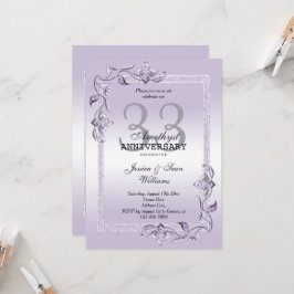 Convite Ametista Gema e Brilho 33º Aniversário de Casament