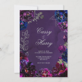 Convite Ametyst Sapphire Jewel Tones Sobrenome Casamento