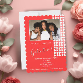 Convite Amiga Foto Galentine`s Day Coração Rosa