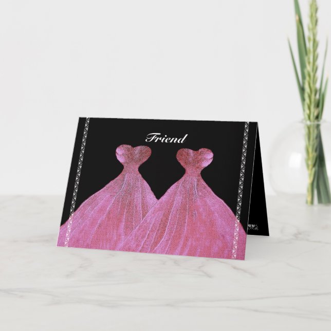 Convite AMIGO Bridesmaid Invite - Parceiros Sparkly PINK (Frente)