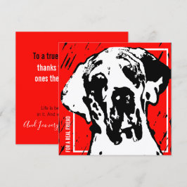 Convite Amigo Great Dane Quadrado Vermelho e Preto Linocut
