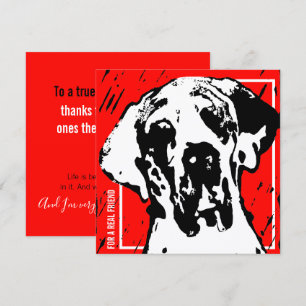 Convite Amigo Great Dane Quadrado Vermelho e Preto Linocut