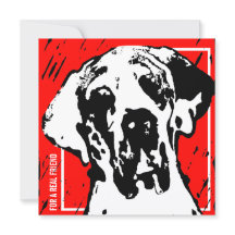 Amigo Great Dane Quadrado Vermelho e Preto Linocut