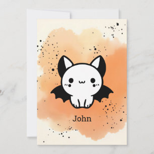 Convite Amigo Morcego Adorável - Arte Minimalista Kawaii p