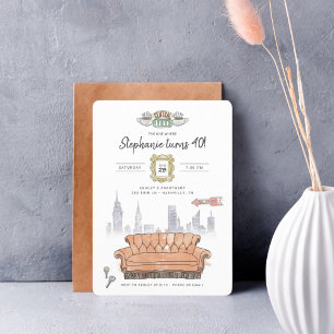 Convite AMIGOS™   Central Perk Watercolor Birthday Invit