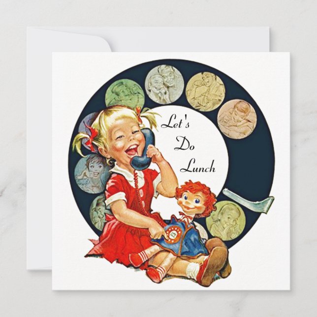 Convite Amigos de Longo Tempo do Retro VAMOS Do Lunch (Frente)