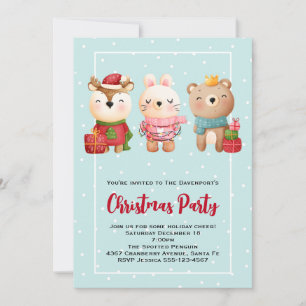 Convite Amigos de Natal - Urso da Rena e Festa do Coelho