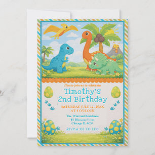 Convite Amigos Dinossauros Fofos Aniversário Infantil