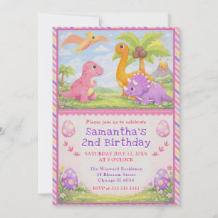 Convite Amigos Dinossauros Fofos Aniversário Infantil