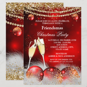 Convite Amigos do Champanhe Festa de Natal Friendsmas