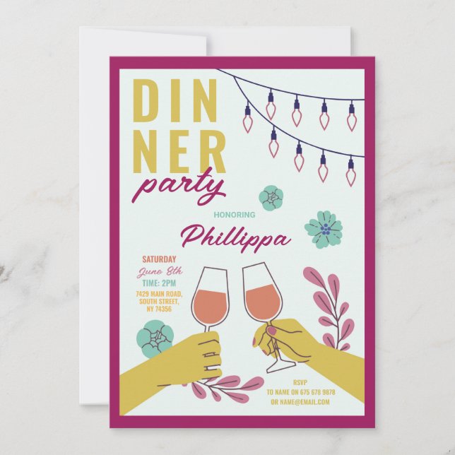 Convite Amigos Jantar de Aniversário Degustação de Vinhos  (Frente)