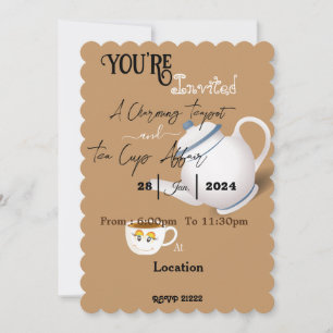 Convite Amigos se reunindo na festa do chá