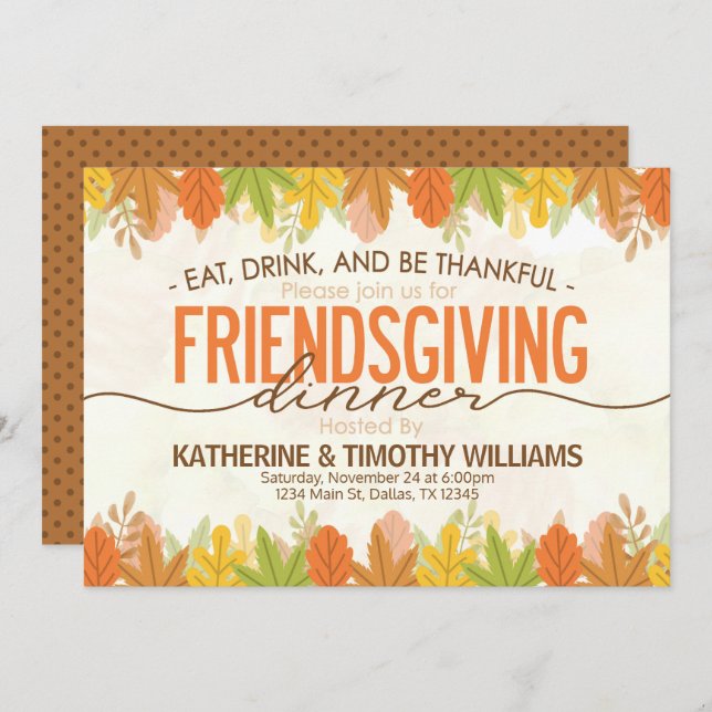 Convite amizade de ação de graças, turquia de férias (Frente/Verso)